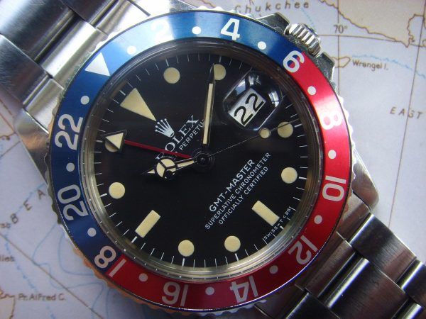1977 NOS UNPOLISHED & UNWORN ROLEX GMT REF 1675 Main 1 FINAL|Full 1|Crown 2|Crown 3|Side case 1|Back case|Mvt 1|Full back|Inside back|Main 2 FINAL|Main 1