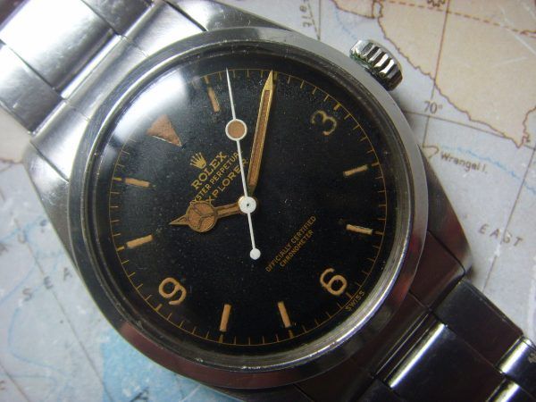 1956 1st OWNER EXPLORER I GILT REF 6610 ORIGINAL RIVET Main 1.1.1.1|Full side|Crown 1|Crown 2|Side case|Full back|Mvt 1|Inside back|Model #|Buckle|Main 2